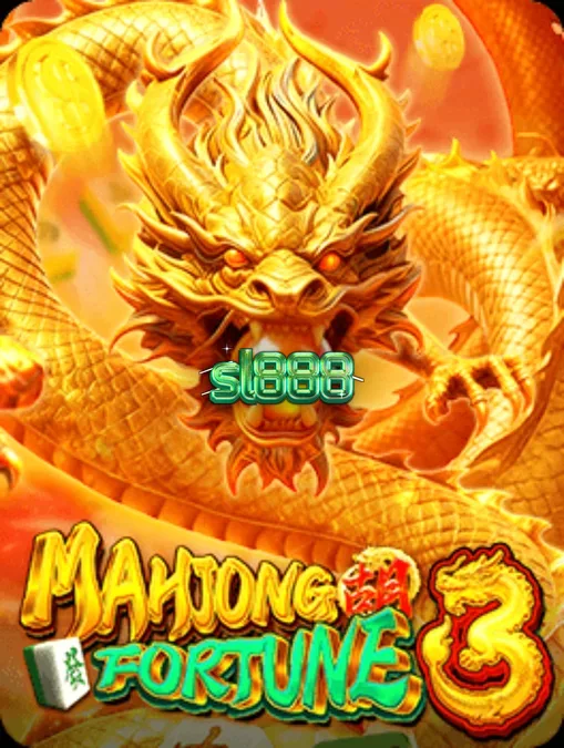 Visual megah naga emas dan ubin Mahjong dalam Mahjong Fortune 3